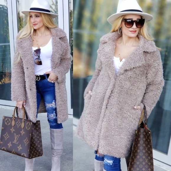 KRISTEN Faux Fur Coat -Mocha - Picture 2 of 4